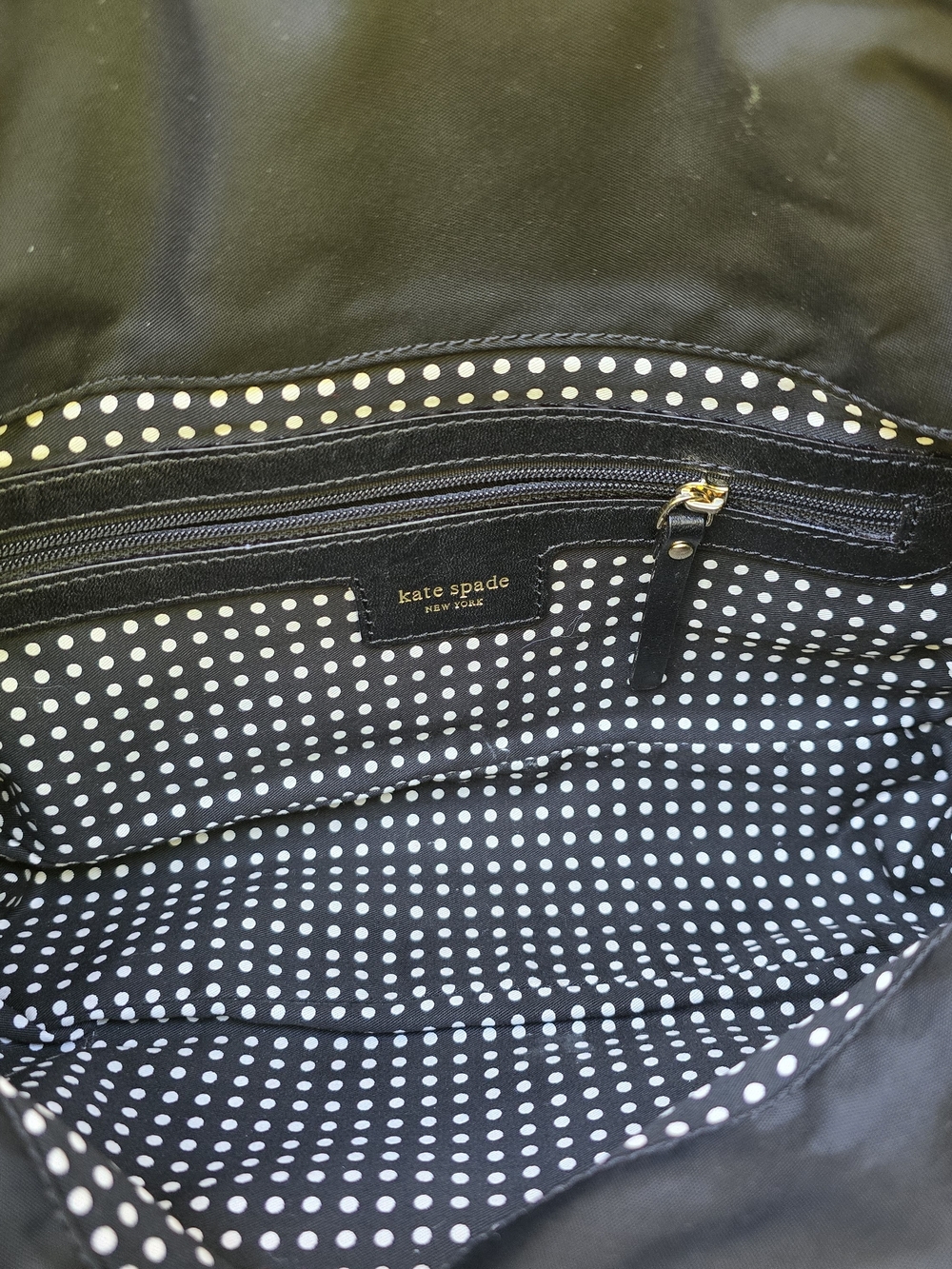 KATE SPADE NWOT Classic Black Nylon Shoulder Bag with Gold Accent - Picture 3 of 4